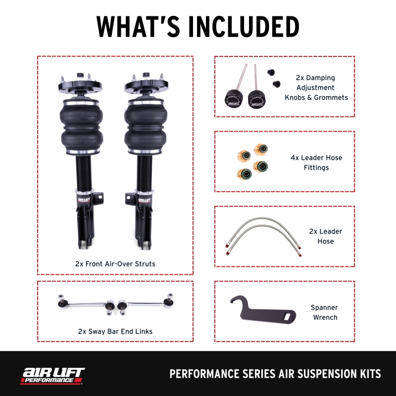 Ford Mustang Air Suspension Kit - Front - Air Lift - Double Bellows, Adjustable Camber, 32-Level Damping - `05-`14
